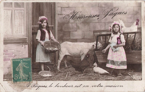 Paques petites fermieres - cp,