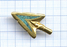 Stunning Gold Pin's Arrowhead with Turquoise Inlay / Archery