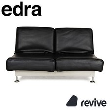 Sofa Canapé Edra Damier En Cuir Noir À Fonction Manuelle Deux Places