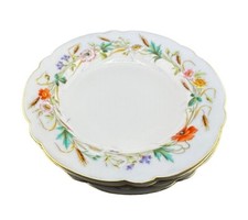 PORCELAINE DE BAUDOUR BELGIUM RIMMED SOUP BOWLS FLOWERS WHEAT - SET OF 4