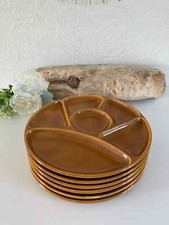 7⚜️ Set of 6 Raclette or Fondue Plates Gien France Vintage Diameter 23 Cm