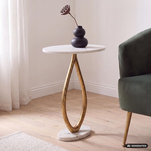 Table appoint 45cm - métal, or
