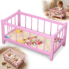 Lit poupée bois rose +