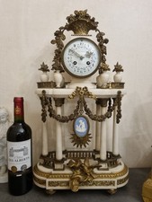 RARE ! 57cm. PENDULE LOUIS XVI, MARBRE ET BRONZE DORÉ. Clock, Uhr Empire. Or