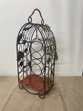 Wicker Leaves Grape Cluster Pattern Wrought Iron Handle Bottle Holder ?