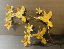 Metal Art Wall Hanging Decor Brass Hummingbirds Flowers Bird Branches