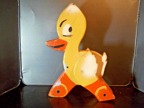 Ancien jouet bois canard - jouet, en