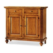Commode Dressoir Art Pauvre 2 Portes 2 Tiroirs Noyer Sombre Classique