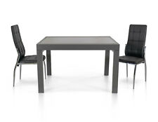 Table Rectangulaire Extensible Plan Verre Jambes Métal Moderne