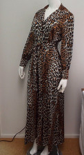 Vintage 1960s Vanity Fair Leopard Long Nylon Robe & Belt Size 14 Collar Buttons