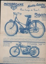 (motorcycle) old advertising papers: MOTOBECANE models October 1949 (P46413)