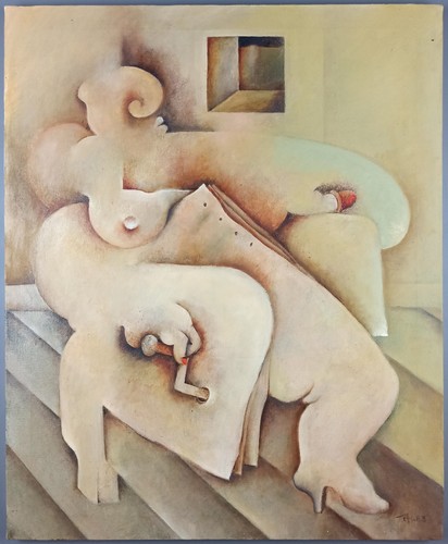 Ancien tableau féminin - tableau, "nu