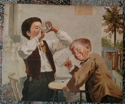 Ancienne peinture huile - ancienne, l'huile
