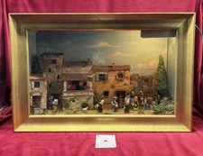 SANTON NATIVITY SCENE ANTIQUE FOLK ART PROVENCAL PROVENCE SHOWCASE PAINTING