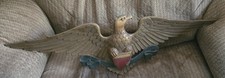 Vtg USA Sexton Cast Aluminum Bald Eagle & Shield Wall Plaque 27" x 9" Patriotic