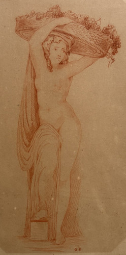Femme nue corbeille raisins - nue,