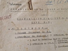 DOCUMENT SECRET ARMÉE FRANÇAISE 1939 ORGANISATION REGIMENT INFANTERIE