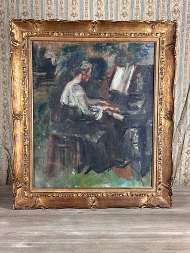 Ancien tableau portrait dame - tableau,