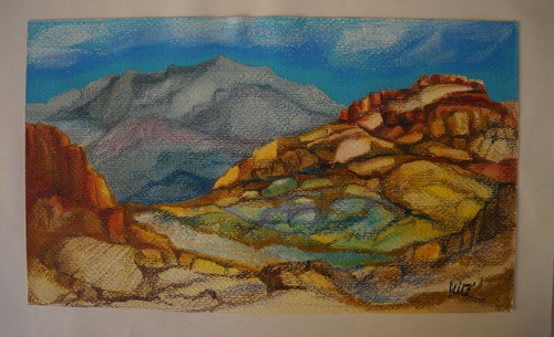 Pastel paysage signé - ,