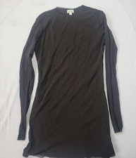 Petit Pois by Viviana G Brown Mesh Mini Dress Size LARGE Raw Edges Nylon