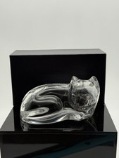 Val Saint Lambert  Belgium Crystal Glass Cat  W/ Box