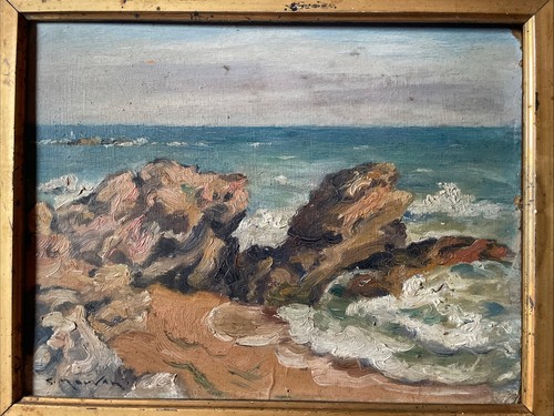 Ancienne peinture huile - huile, marine