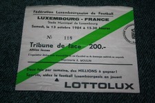 rare ticket )) LUXEMBOURG V FRANCE 1984 * éliminatoire World Cup 86