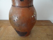 Beautiful 19th century varnished terracotta pitcher jug by Naval Huesca 3