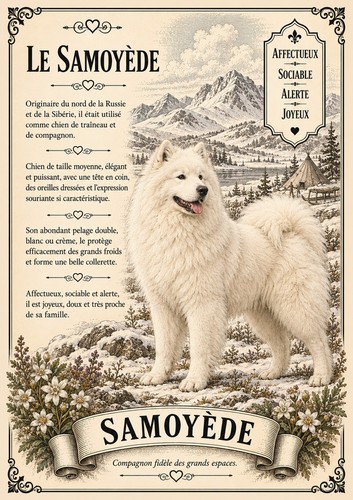 Affiche samoyede chien - affiche,