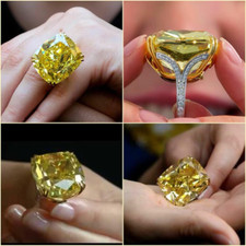 98 TCW Simulated Canary Yellow Citrine & Sapphire Statement Women's Wedding Ring