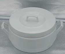 SOUPIERE VINTAGE PORCELAINE BLANCHE DE LIMOGES UNIC 1970 XXème D20 FORME MODERNE