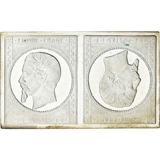 France, Médaille, Timbre, Napoléon III, Tête Bêche, 1981, Argent, SPL