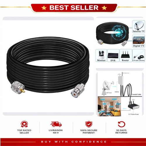 Câble coaxial rg58 uhf - 10, m