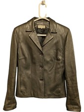 Gerard Darel Leather Button Up Blazer Jacket Black Size 10 EU38 (KI)