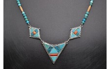 collier argent turquoise spiny