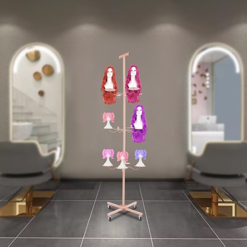 Pink wig display storage - display&storage, rack