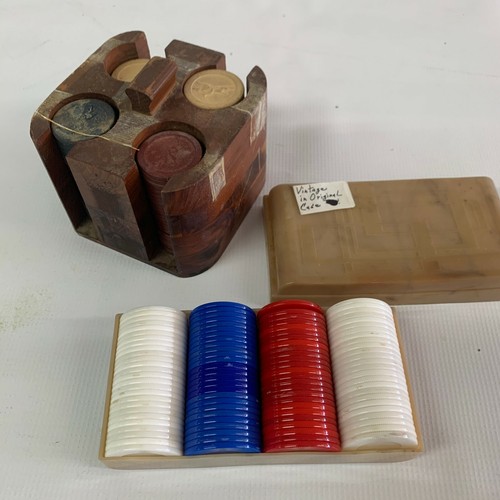 Vintage wood poker - vintage, chip