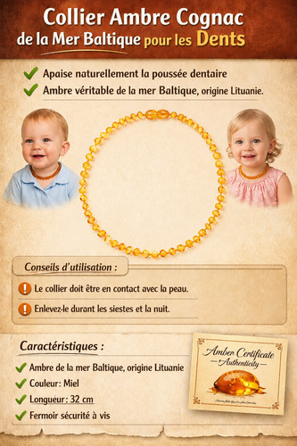 Collier ambre miel mer - collier,