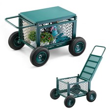 VEVOR Siège Jardin Roulant Tabouret Jardinage sur Roues Métal Robuste Rangement
