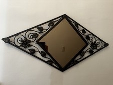 art deco mirror wrought iron decorated with leaves diamond shape 80 / 40 cm