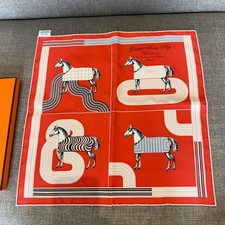 Hermes Garde Robe Pop Detail Scarf 45  Rose Red 100% Authentic 45cm x 45cm