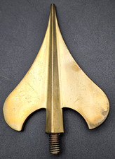 Vintage Solid Brass Army Spear Flagpole Topper Gold Color Parade Guidon Finial