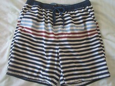 Short rayé homme 32" L New Look bleu marine blanc bleu et marron natation surf