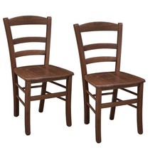 Chaise De Salle À Manger En Bois Paysan Avec Assise En Massif Noyer Foncé X 2