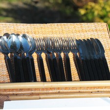 Set of 18 Stainless Steel Cutlery with Black Plastic Handle Sciola Italy