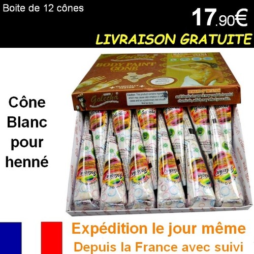 Cone blanc pour henné - 12,