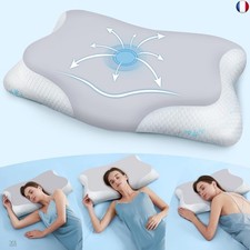 CloudÉtoile Oreiller Ergonomique Cervical Mémoire de Forme - Réglable 2 en 1 Or