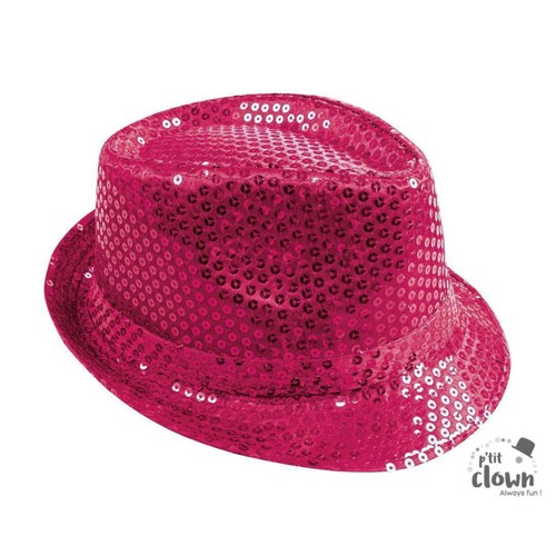 Chapeau paillettes rose - -,