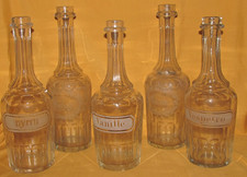 Lot of 5 Antique Bar Bistro Alcohol Bottles Byrrh Vespetro Vanilla Cocoa ..