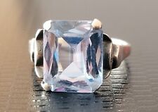 Bague ancienne en argent massif et aigue marine - Tour de doigt : 55